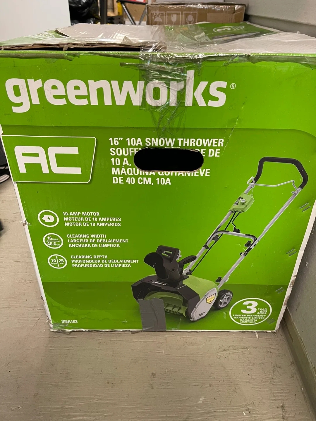 Greenworks 16" 10A Snow Thrower - New in Box!