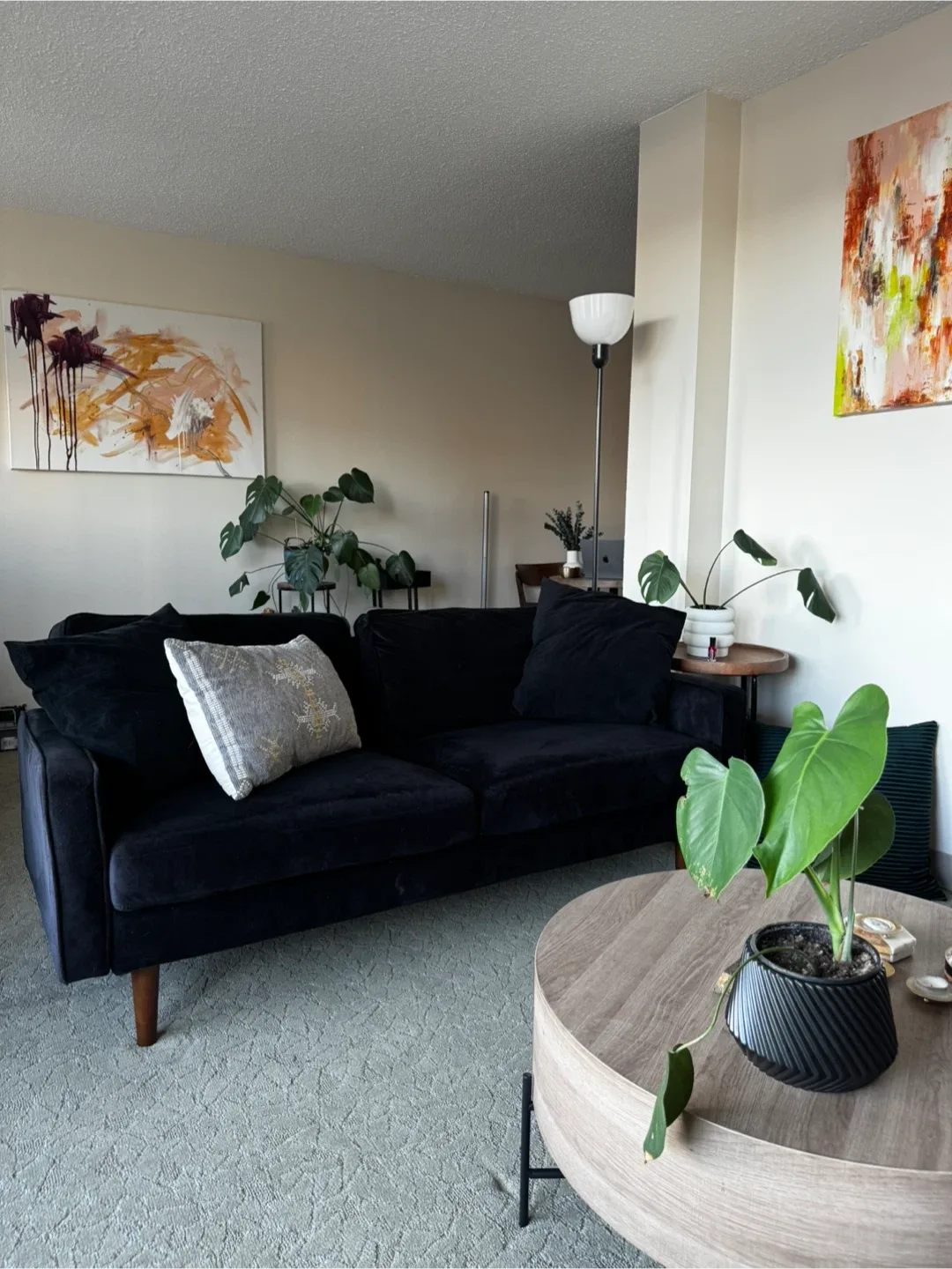 Black Velvet Sofa - Great Condition!