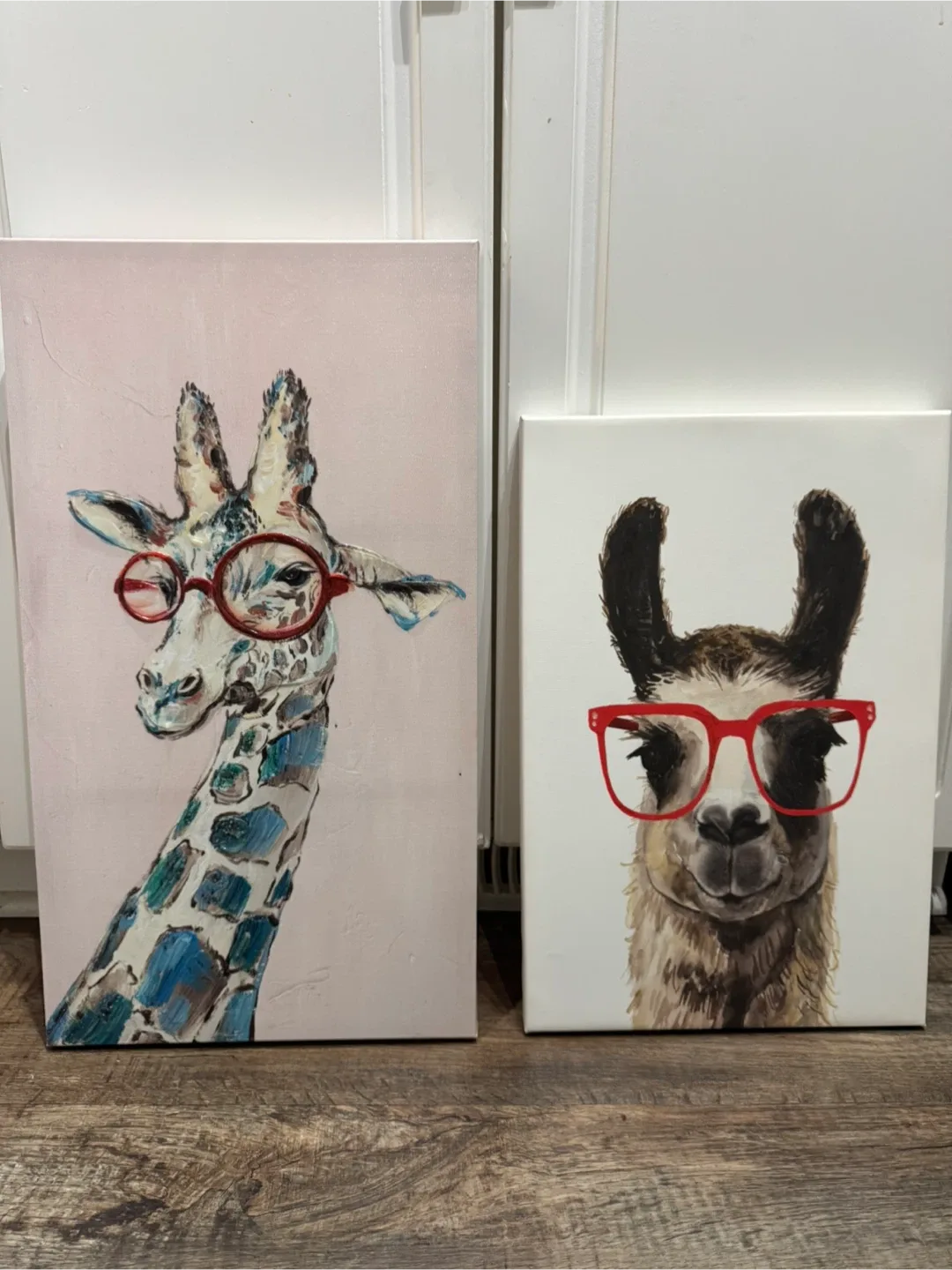 Llama & Giraffe Canvas Wall Art