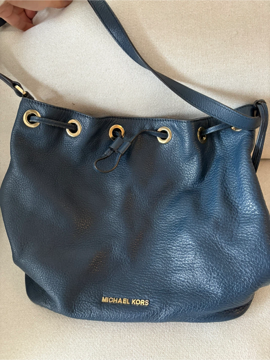 Michael Kors Blue Leather Bucket Bag