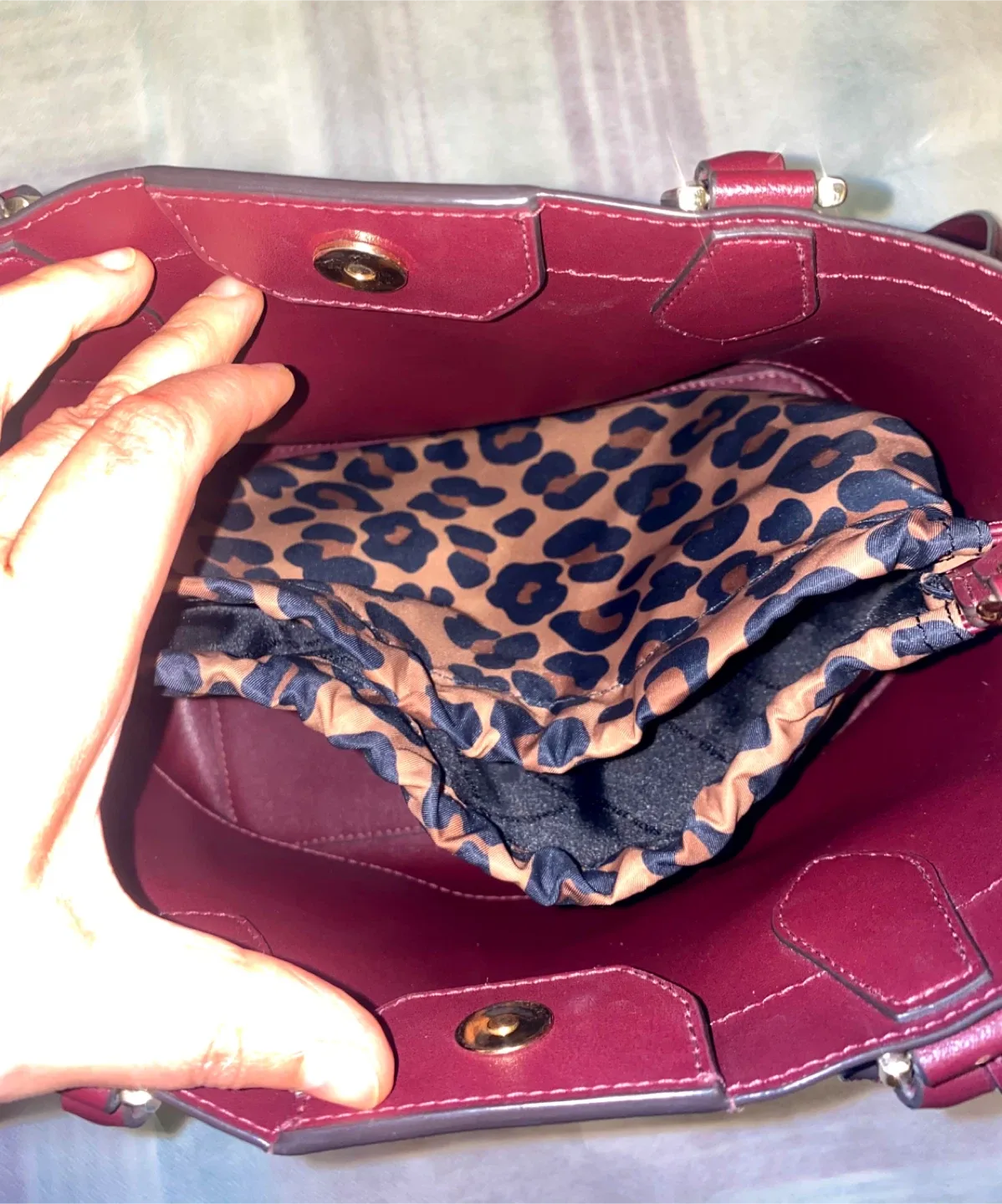 Michael Kors Burgundy Leather Satchel image indicator(5)