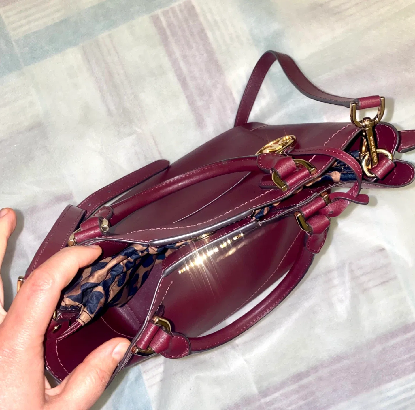 Michael Kors Burgundy Leather Satchel image indicator(4)