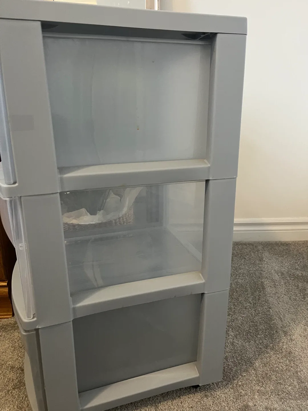 3-Drawer Plastic Storage Tower - Grey . 25x15 x12 inches. image indicator(2)