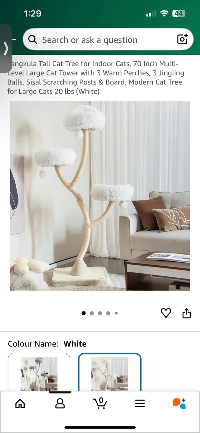 Tall Cat Tree - 70 Inch, White - photo 2