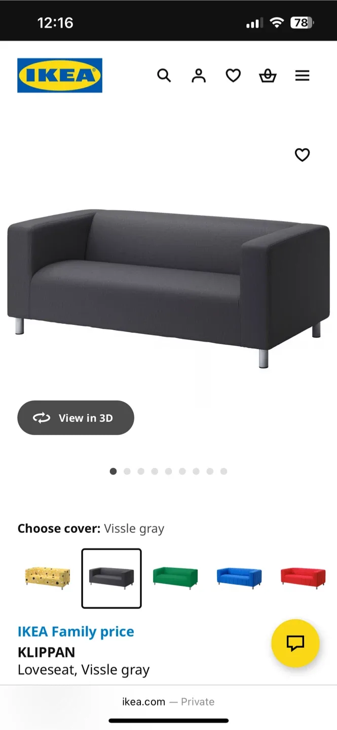 IKEA Klippan Loveseat with 2 Sofa Covers image indicator(2)
