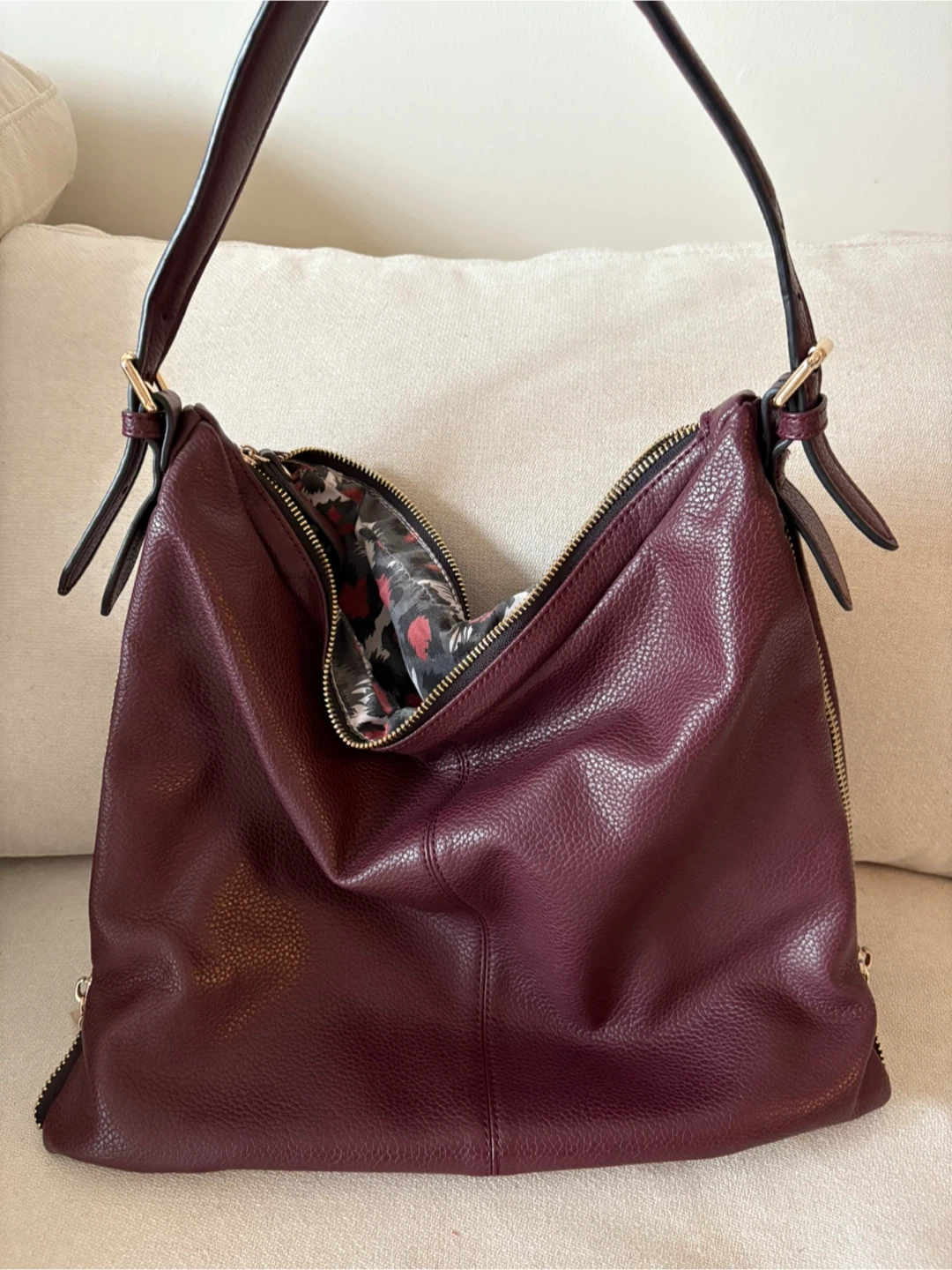 Burgundy Leather Shoulder Bag - photo 2