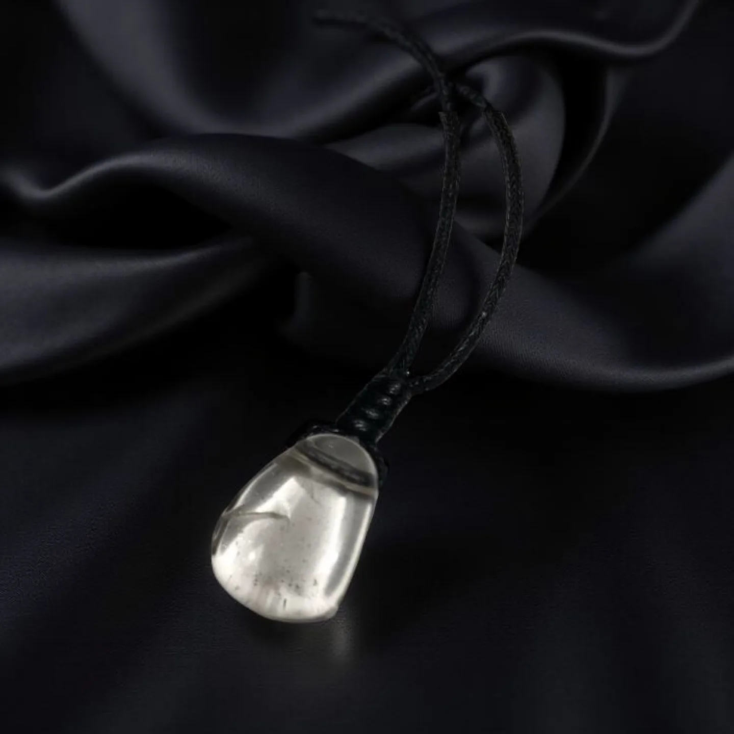 Clear Quartz Drop Necklace With Leather Cord image indicator(3)