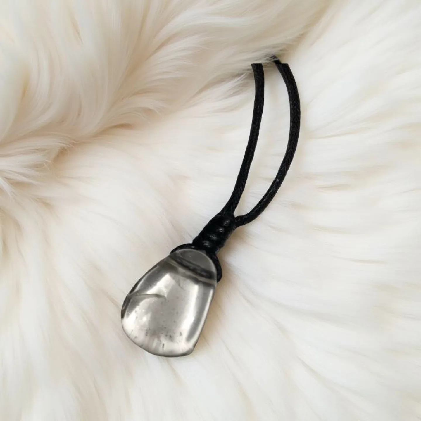 Clear Quartz Drop Necklace With Leather Cord image indicator(5)