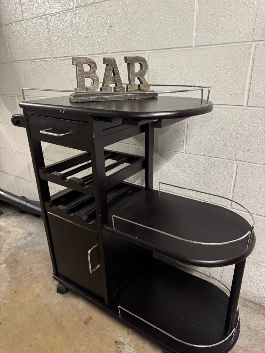Bar Cart with Wine Rack - photo 3