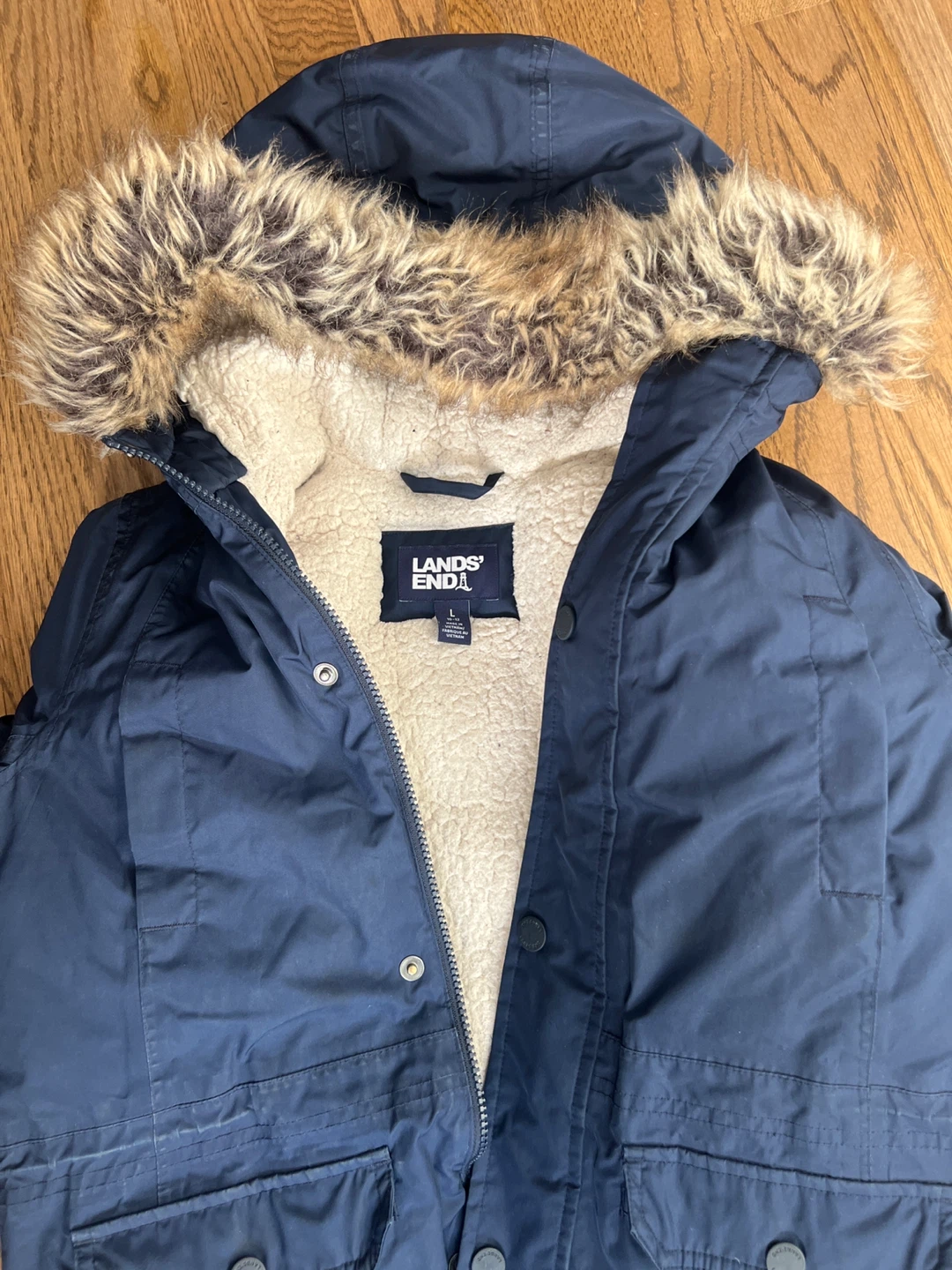 Lands' End Navy Blue Winter Parka, Size L - photo 4