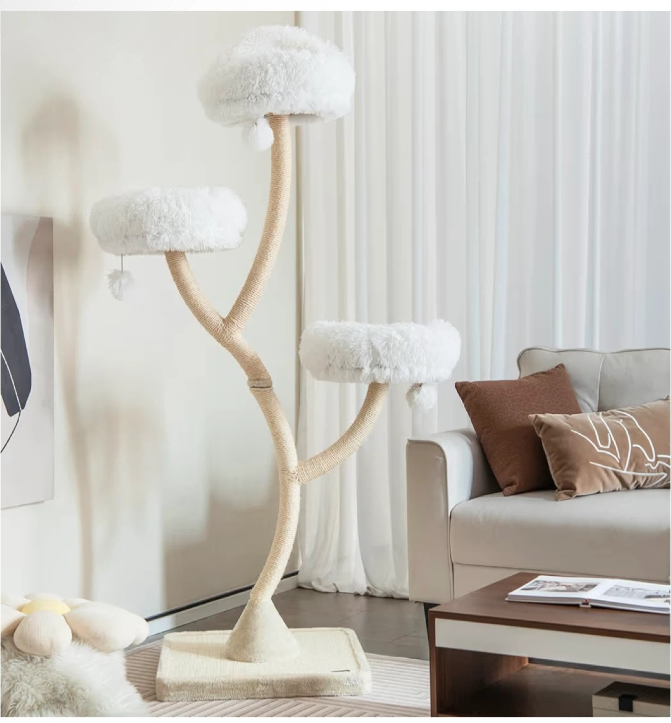 Tall Cat Tree - 70 Inch, White