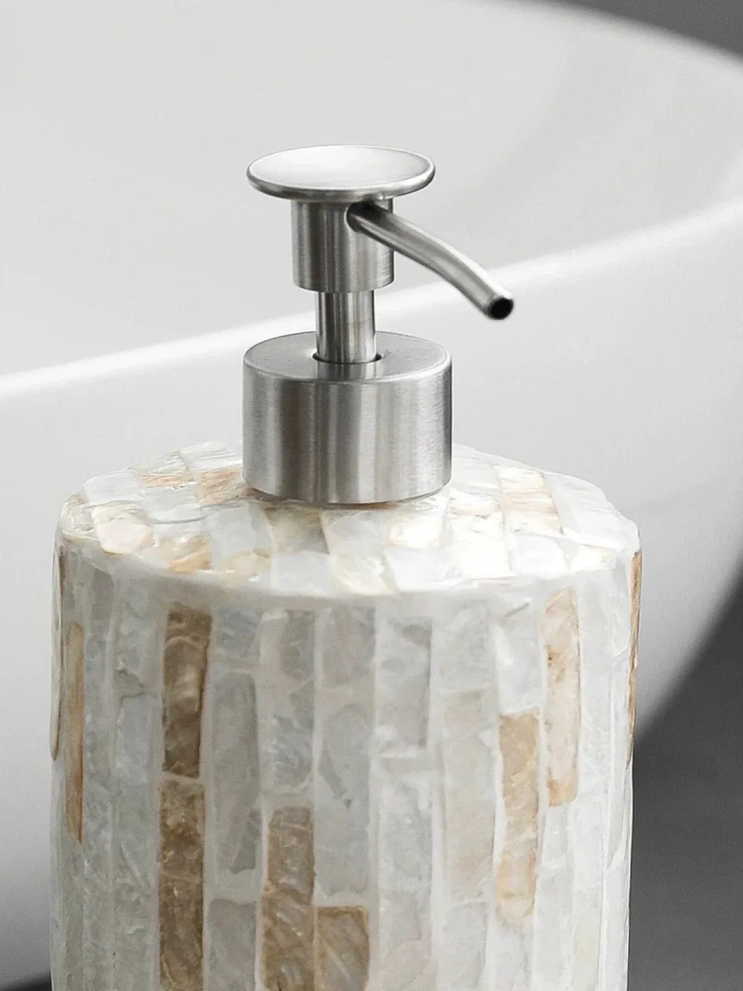 Mosaic Tile Soap Dispenser made of natural shell image indicator(2)