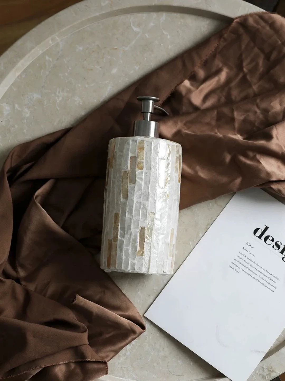 Mosaic Tile Soap Dispenser made of natural shell image indicator(3)