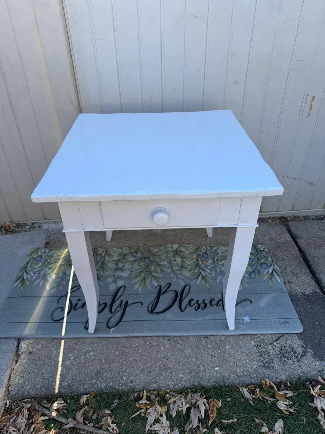 White Painted Side Table with Drawer