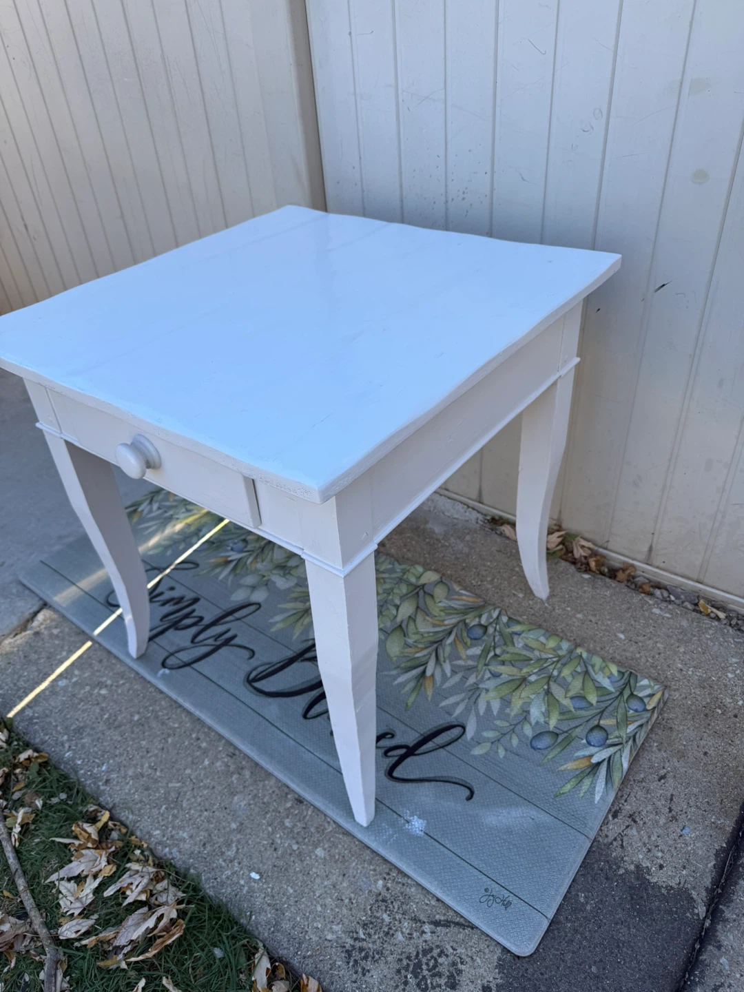 White Painted Side Table with Drawer - photo 3