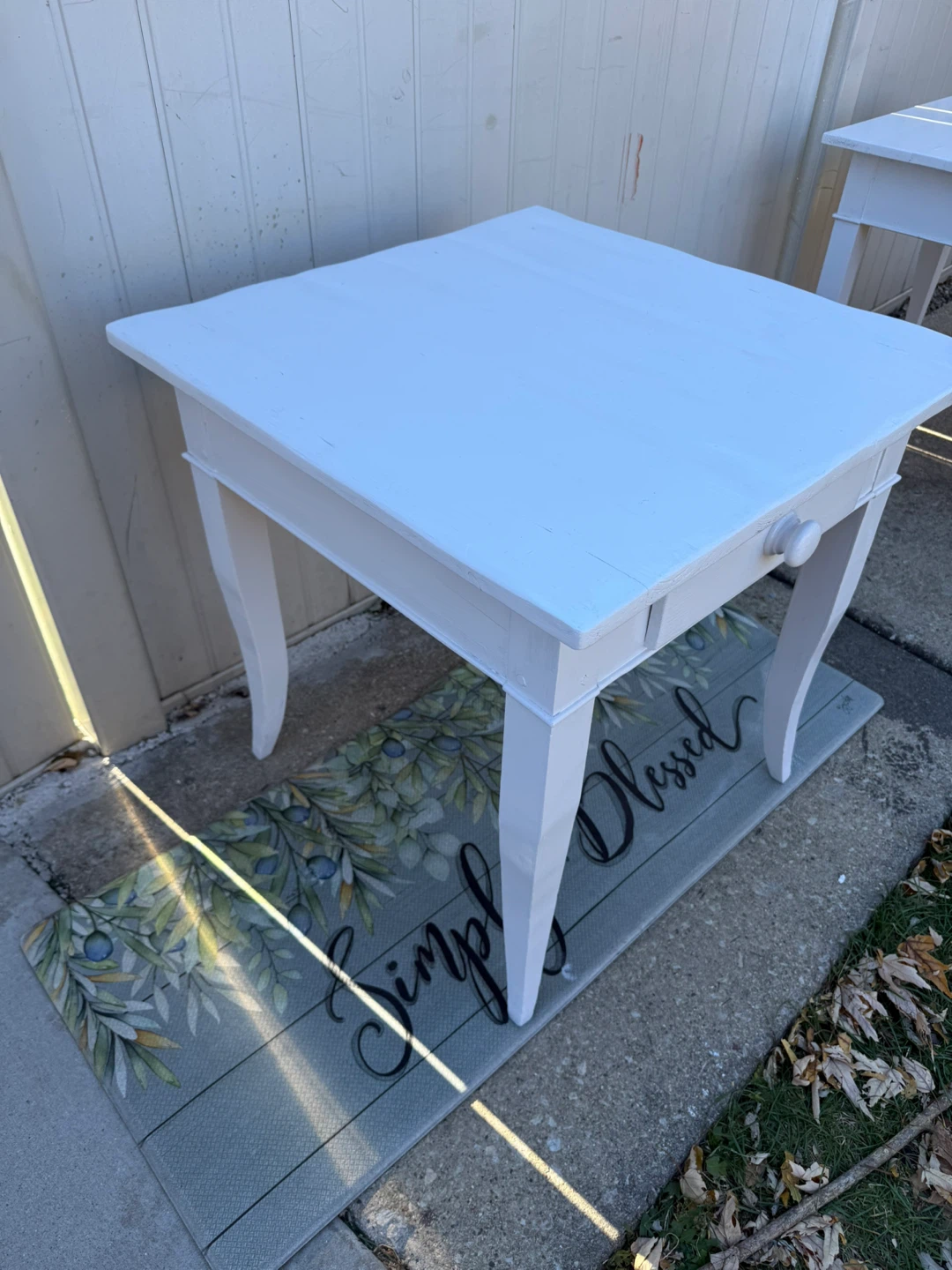 White Painted Side Table with Drawer - photo 2