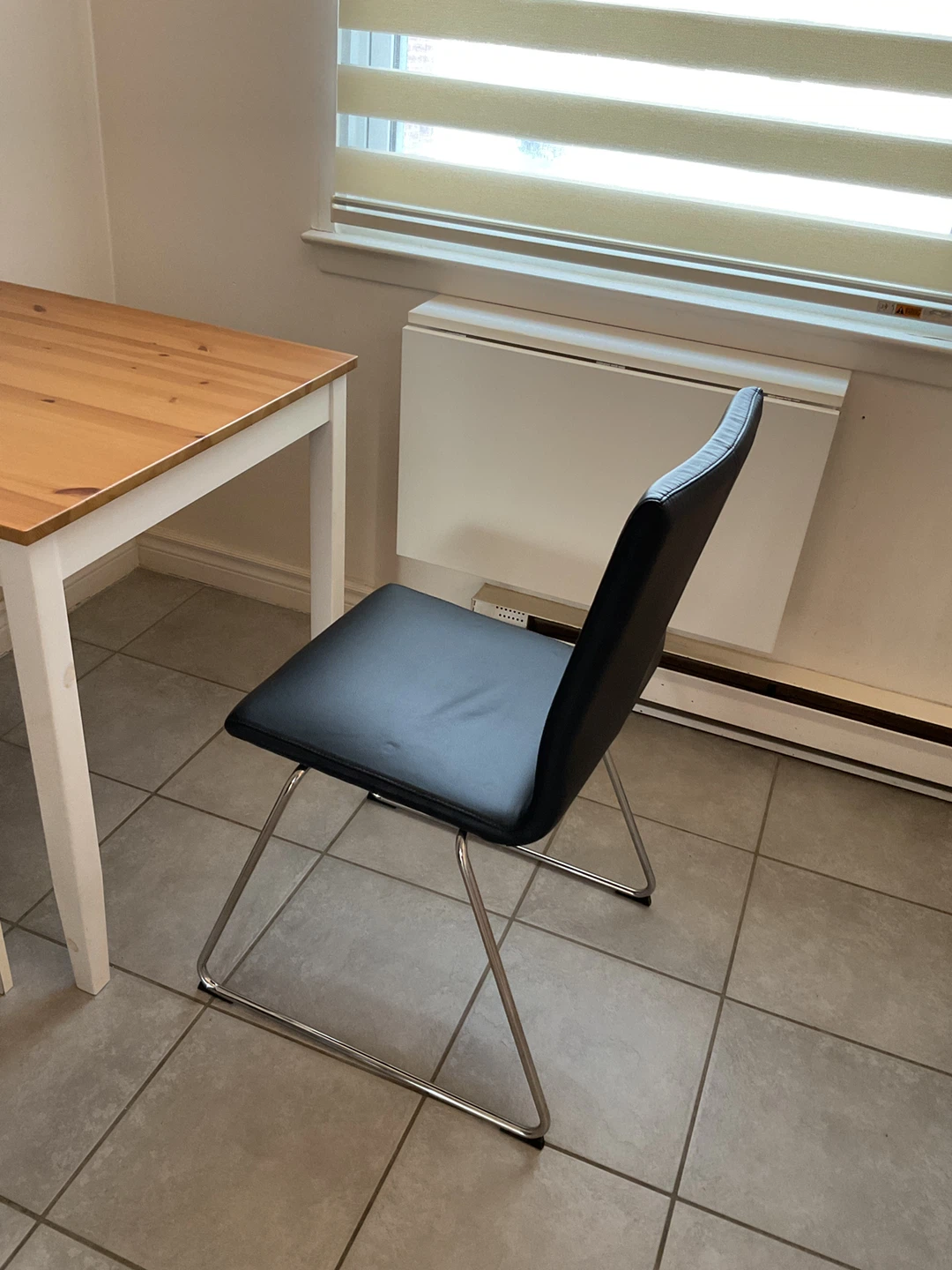 Black Dining Chair with Chrome Legs - photo 2