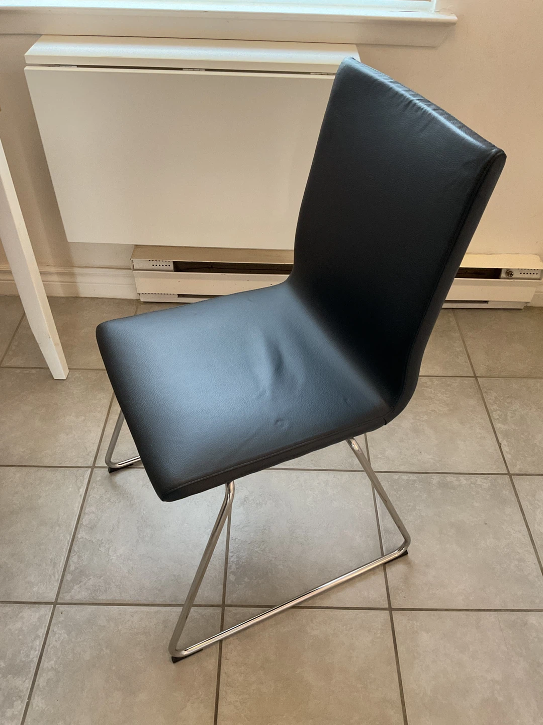 Black Dining Chair with Chrome Legs
