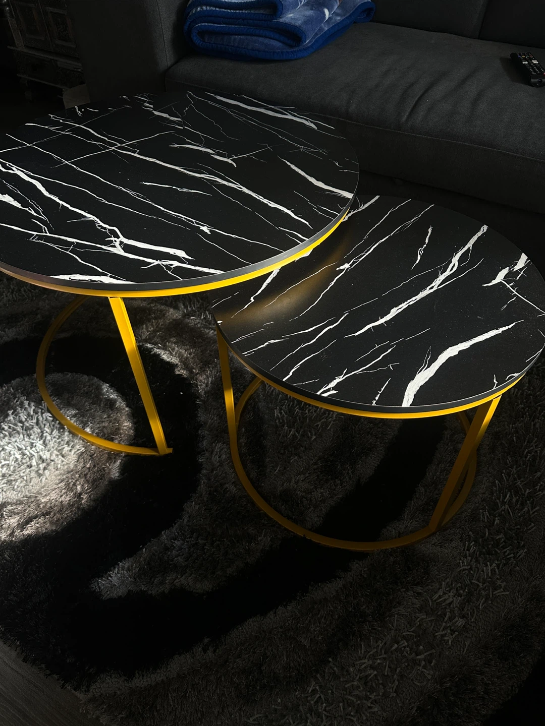 Black Marble Nesting Coffee Tables - Set of 2 - photo 2