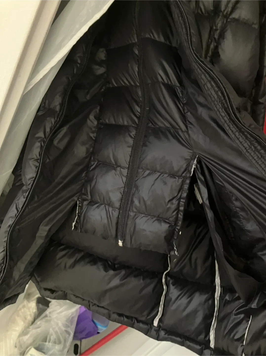 Women’s Calvin Klein Black Down🪶Coat, M-Needs Couple🪡🧵Repairs🖤🧥 image indicator(10)