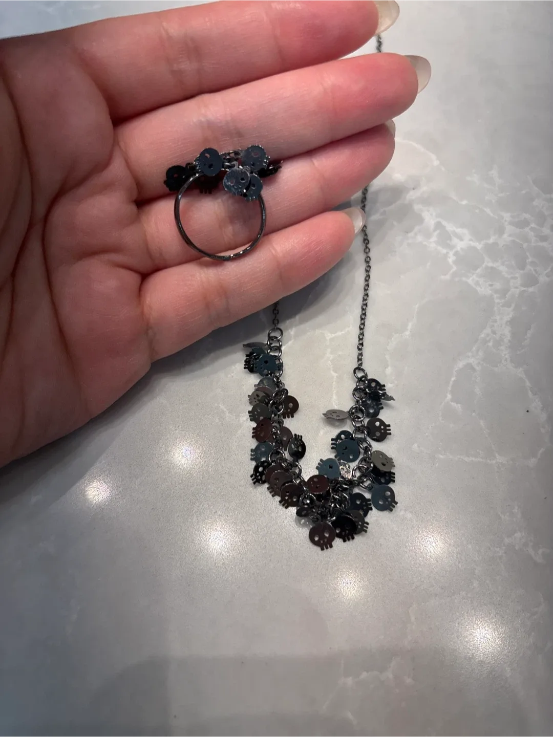 Skull Necklace and Ring Set thumbnail