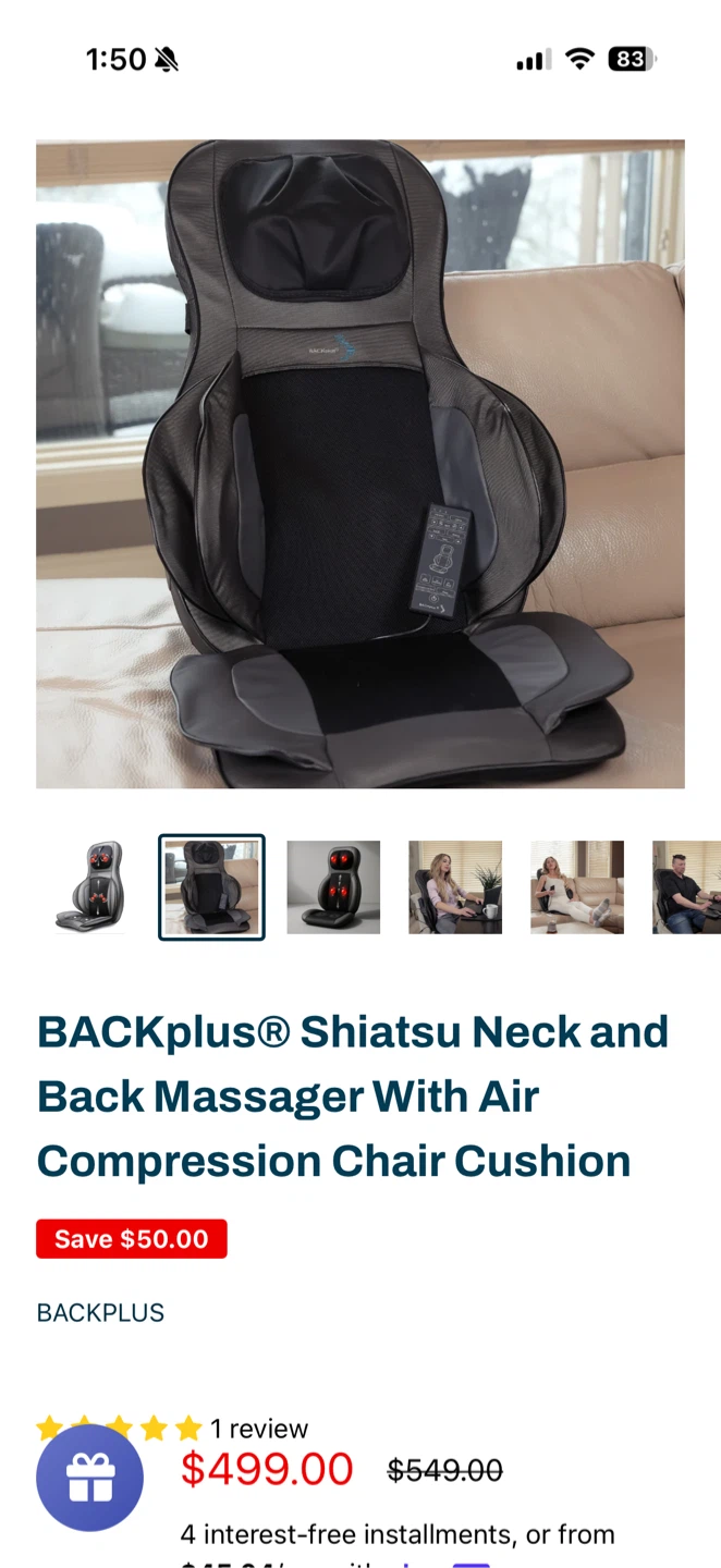 BACKplus Shiatsu Neck & Back Massager Chair Cushion - photo 2