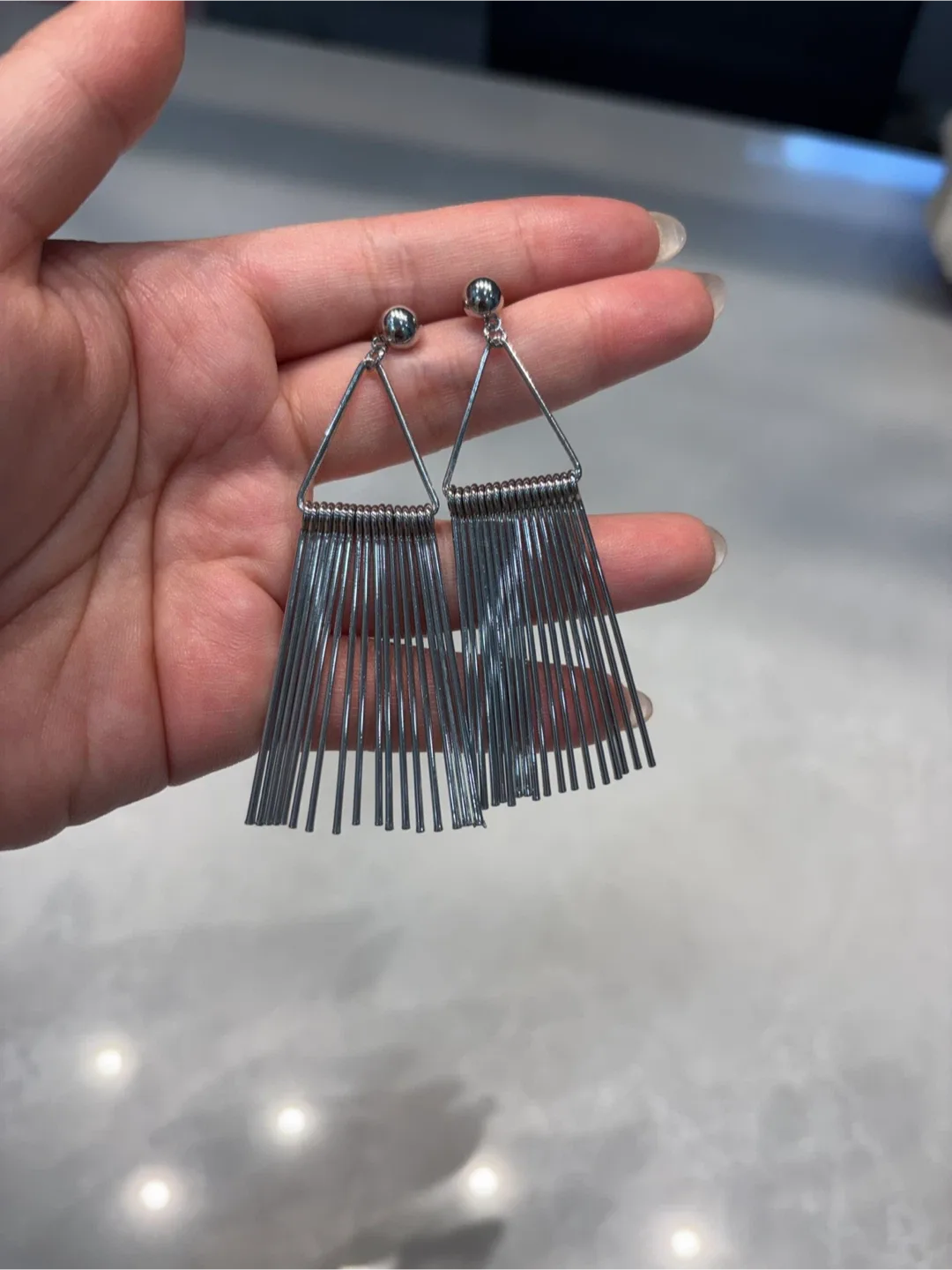 Silver Fringe Drop Earrings thumbnail