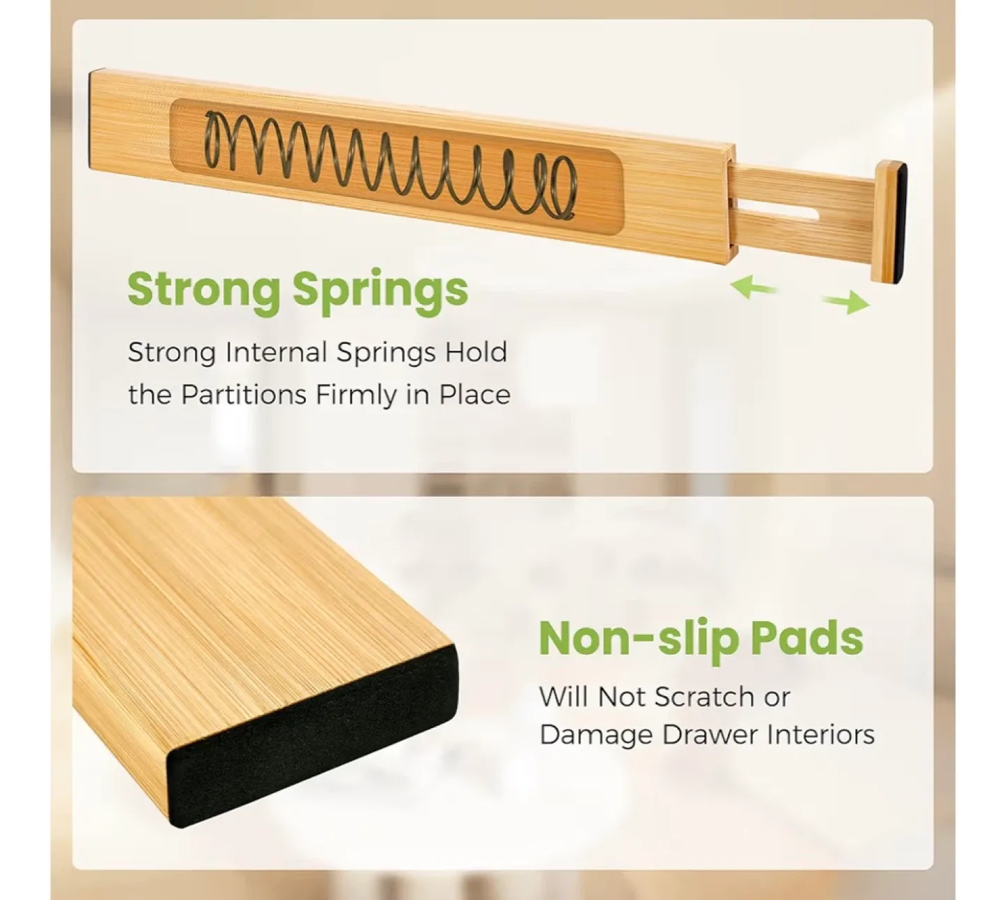 Bamboo Adjustable Drawer Dividers - New image indicator(3)