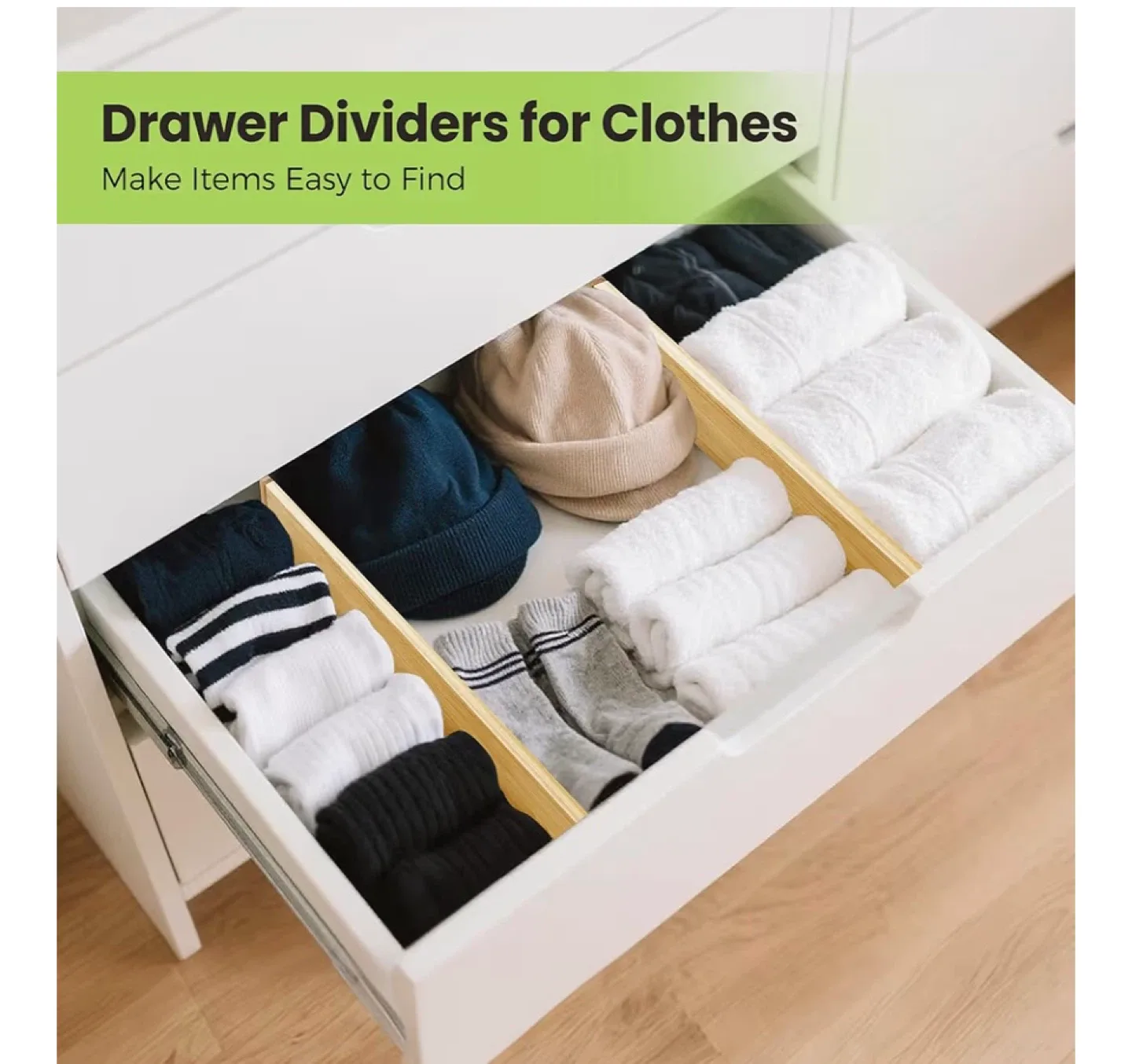 Bamboo Adjustable Drawer Dividers - New image indicator(6)