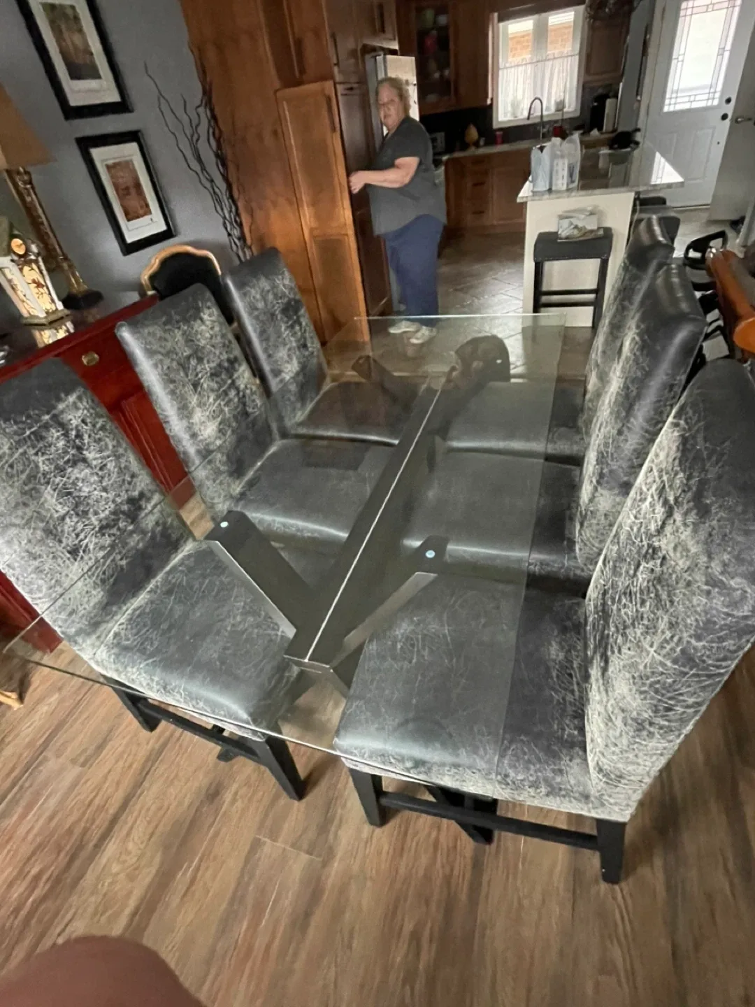 Glass dining table & 6 chairs thumbnail