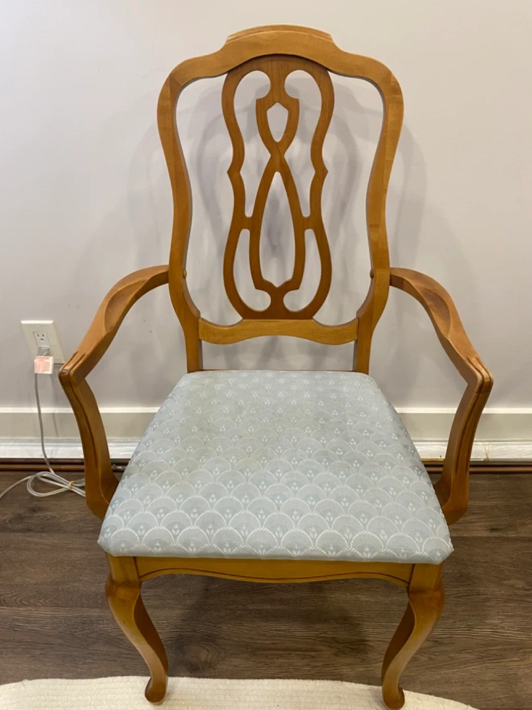 Set 4 Wooden Dining Chairs with Light Blue Seats image indicator(4)