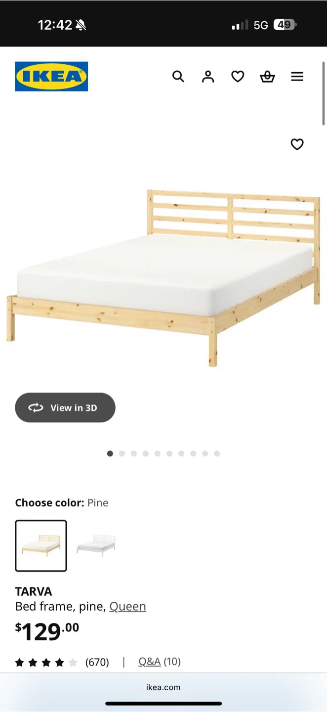IKEA Tarva Queen Bed Frame - Pine image indicator(2)