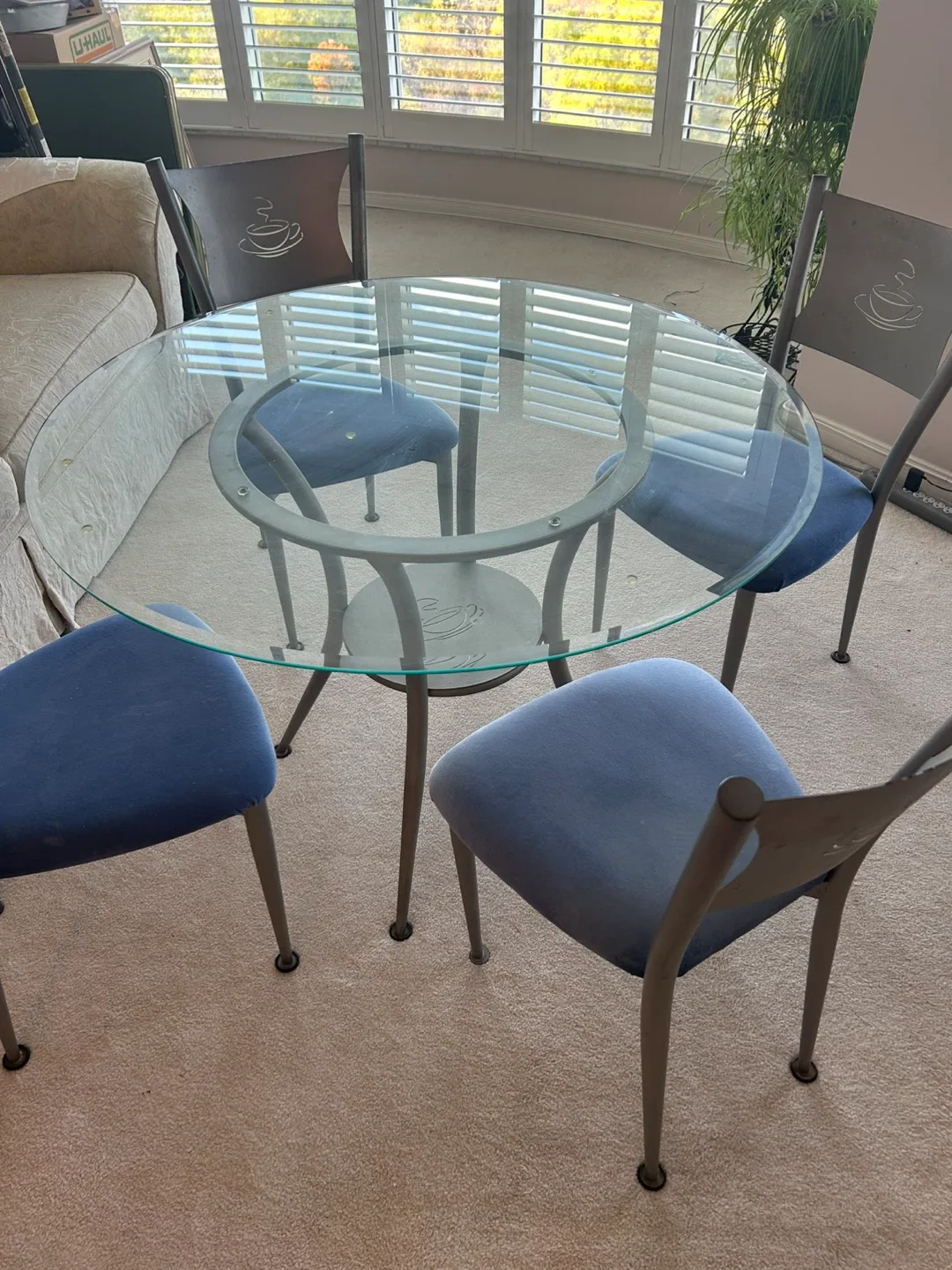 Glass Top Dining Table with 4 Chairs
