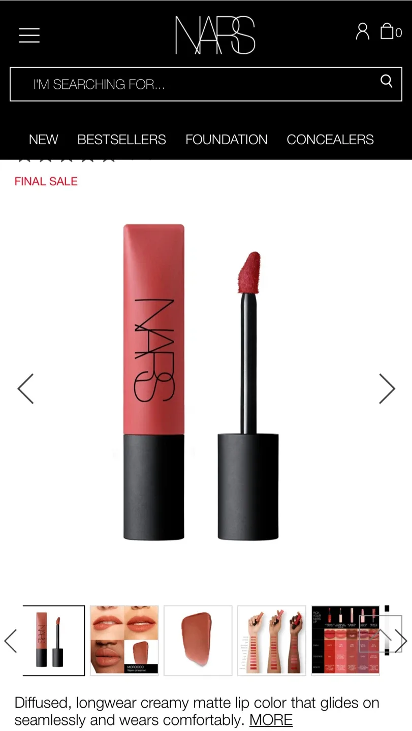 NARS Lipsticks Air Matte, Powermatte, Velvet Matte image indicator(5)