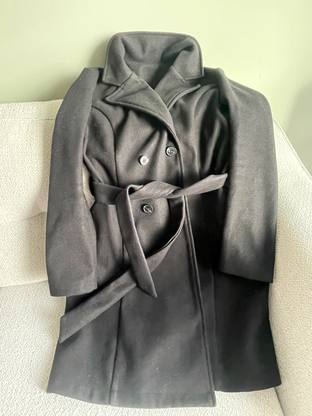Black belted wool coat