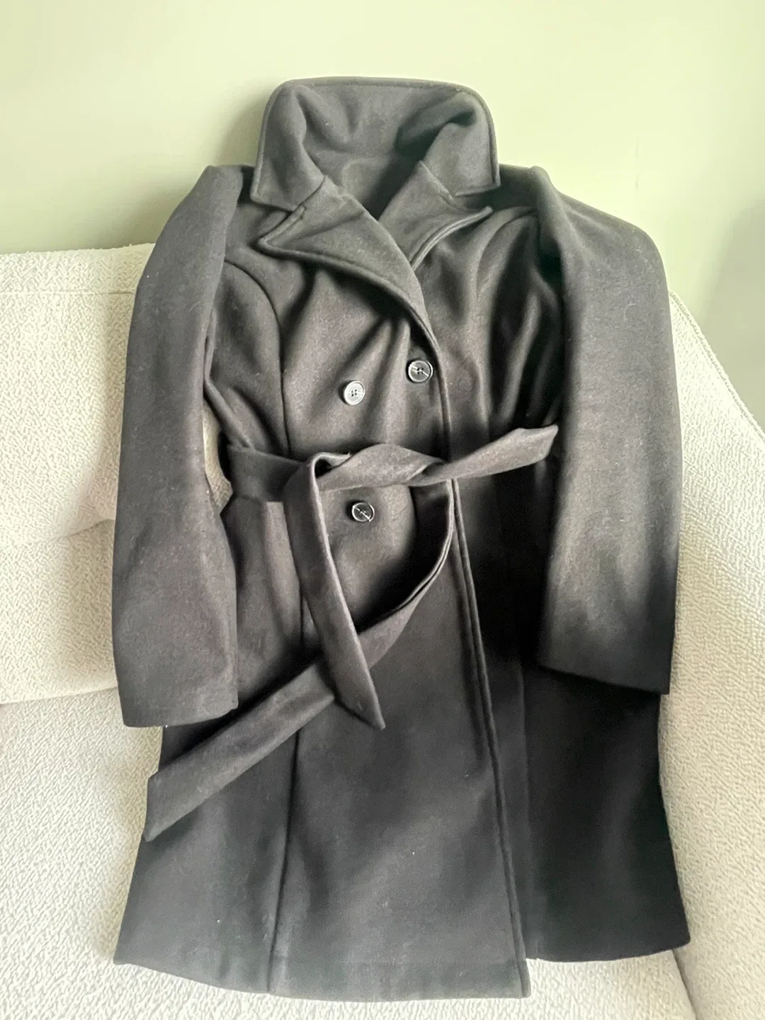 Black belted wool coat