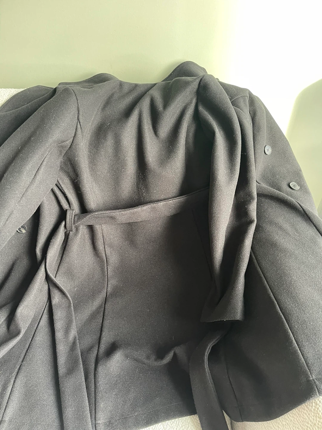 Black belted wool coat - photo 4