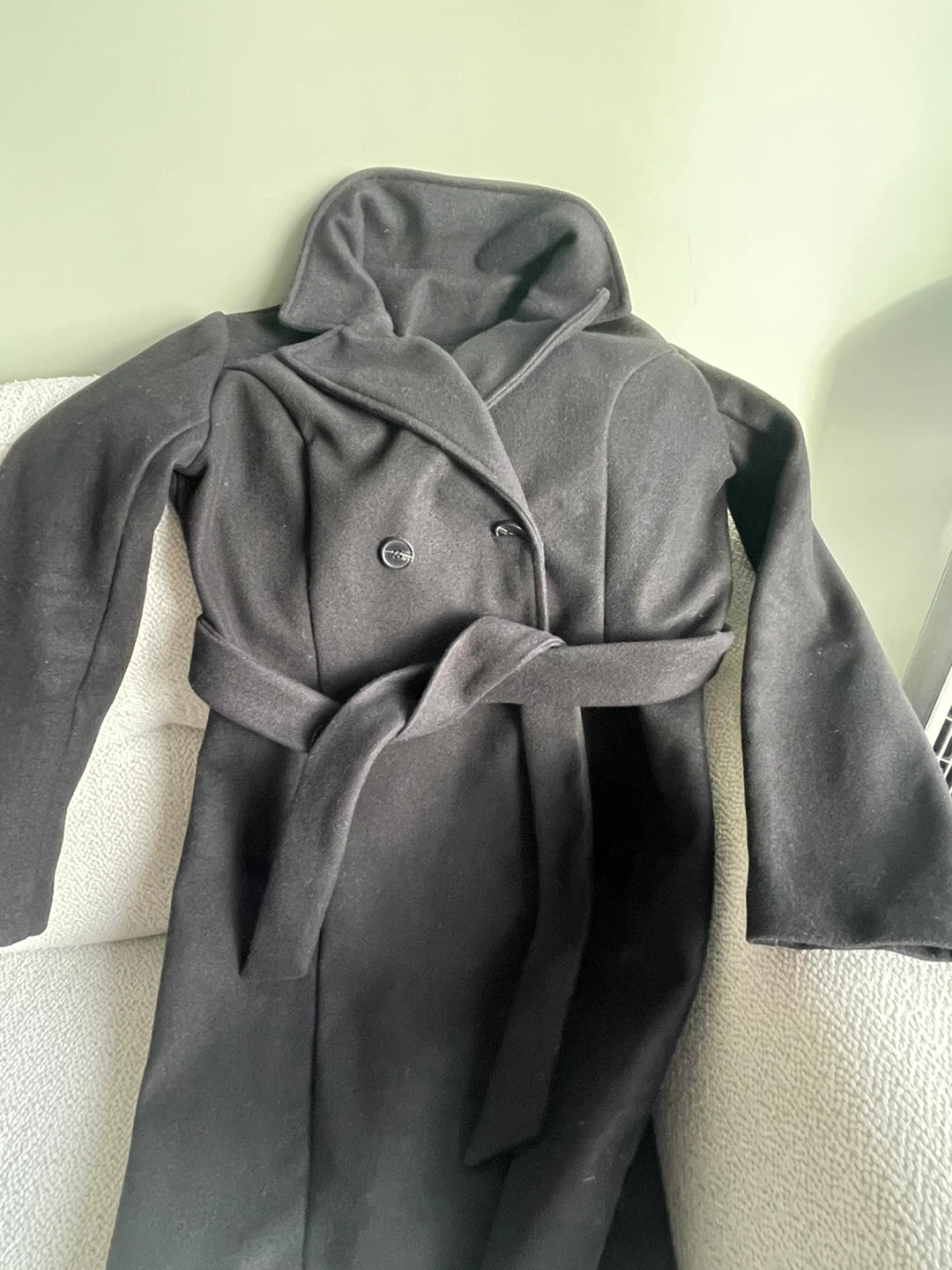 Black belted wool coat - photo 3