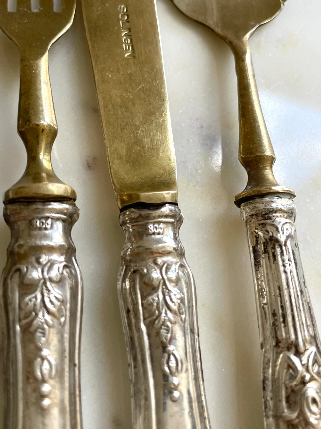 Antique Silver Spoon, Fork & knife serving set image indicator(4)