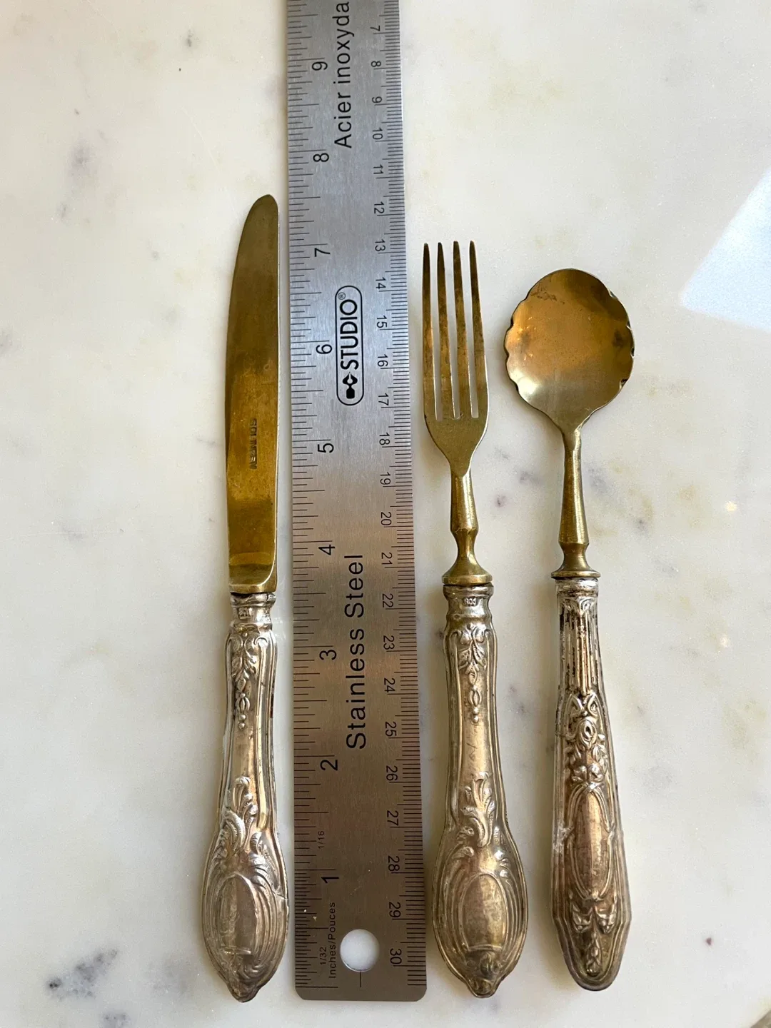 Antique Silver Spoon, Fork & knife serving set image indicator(3)