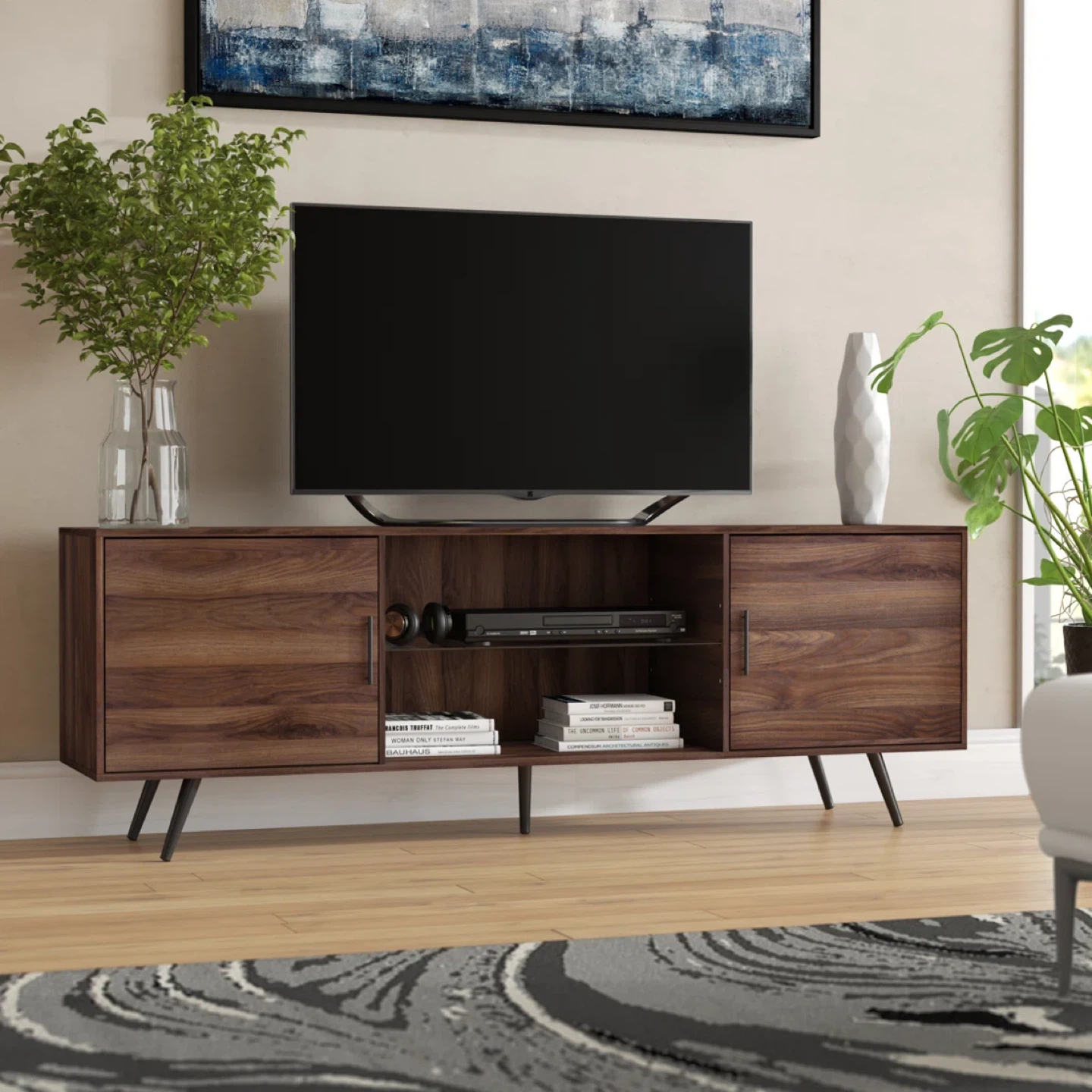 70” Dark Walnut Colour TV Stand Media Console