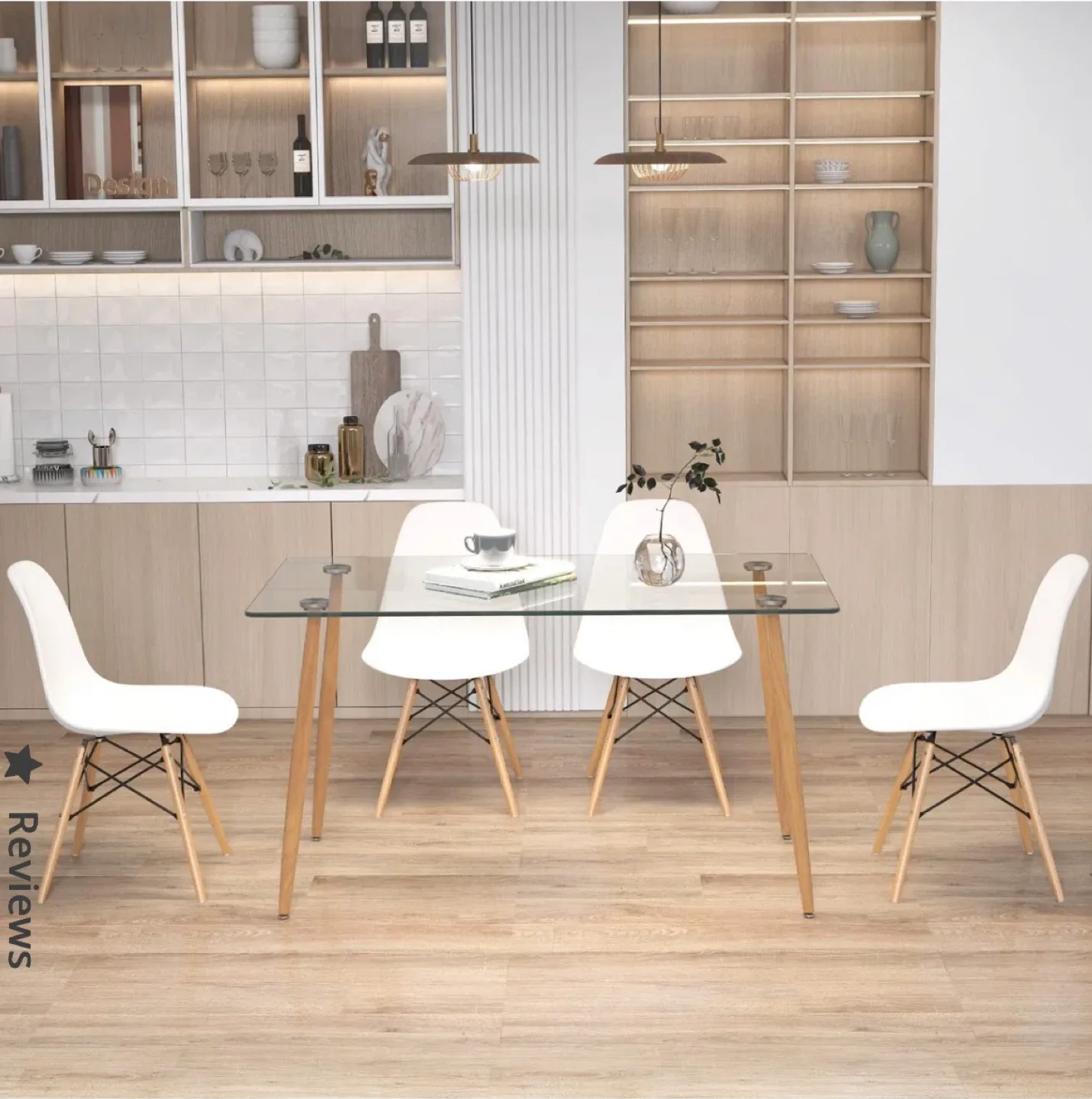 White Modern Dining Table and 4 Chairs - Ergonomic Design image indicator(4)