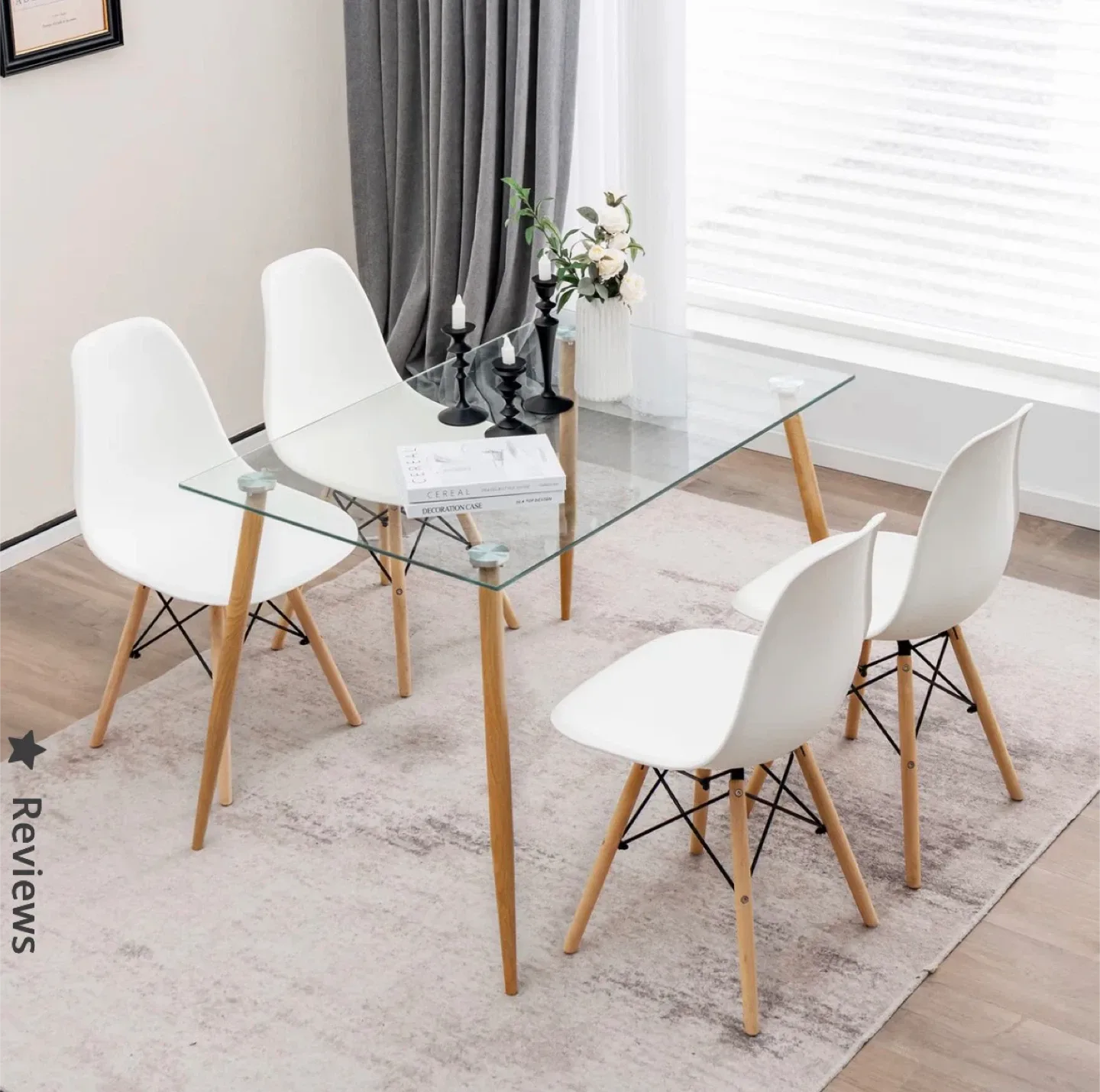 White Modern Dining Table and 4 Chairs - Ergonomic Design image indicator(3)