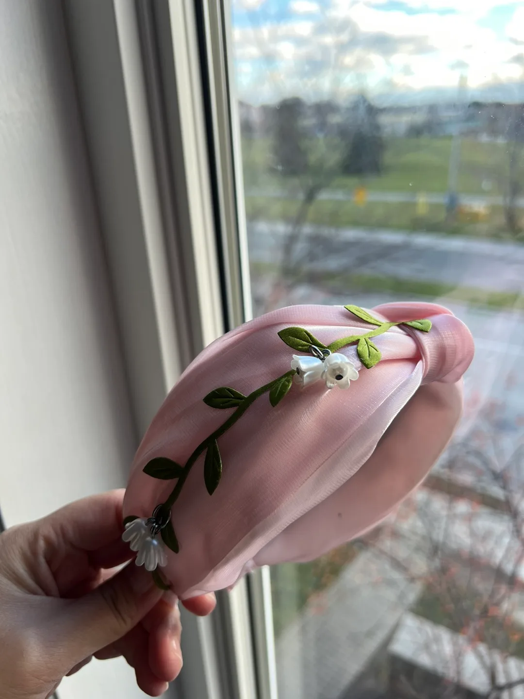 Pink Headband with Floral Detail