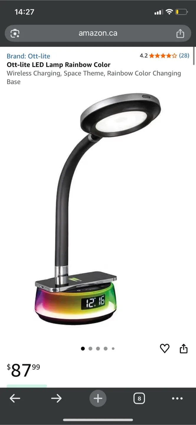 OttLite Wellness Lamp w/ Wireless Charging