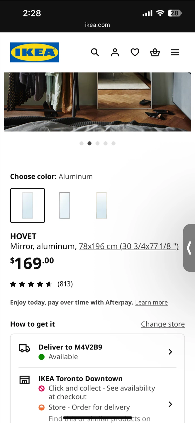 IKEA Hovet Mirror, Aluminum Frame, 78x196 cm - photo 2