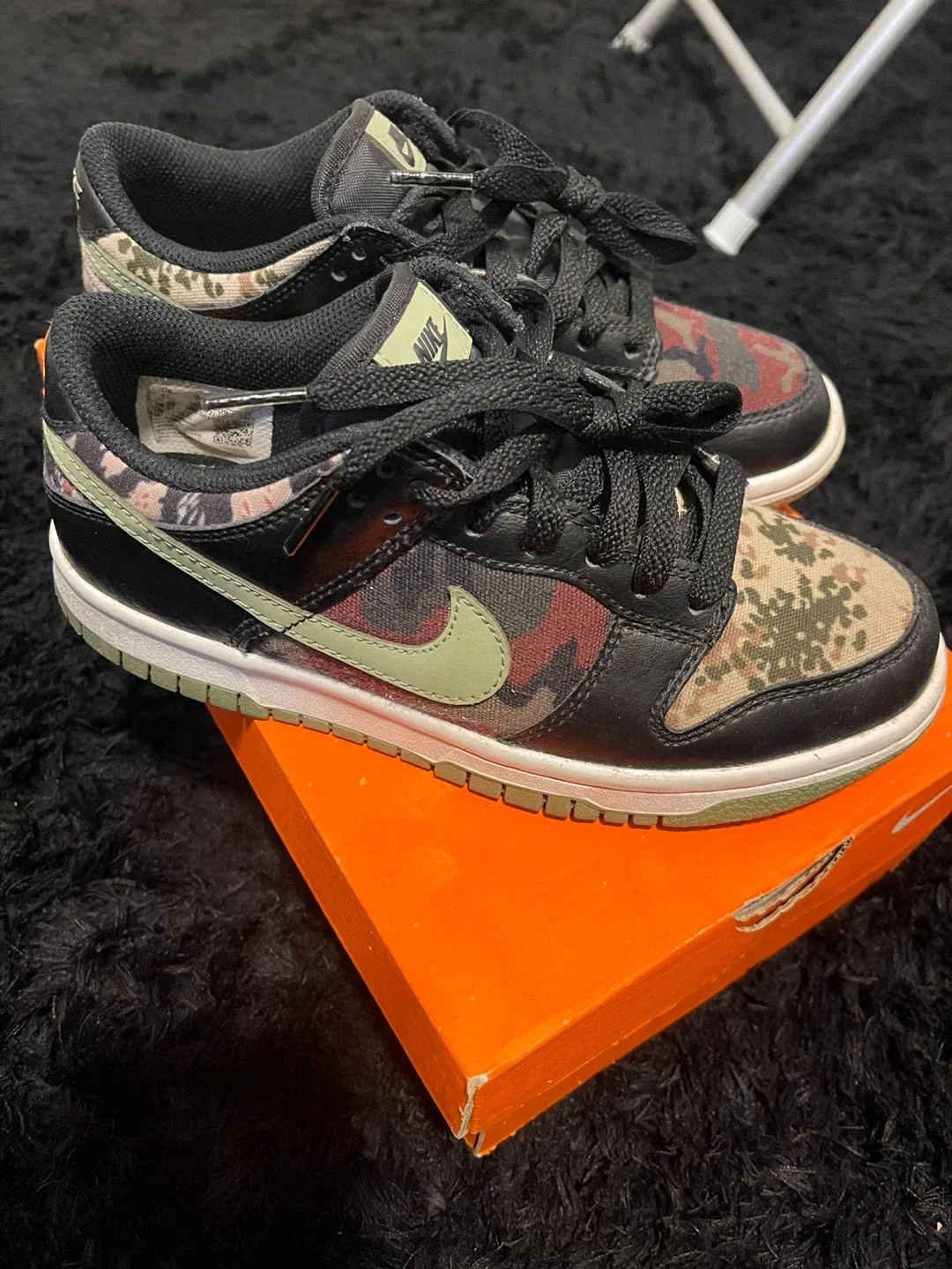 Nike Dunk Low Camo Shoes Size 4y