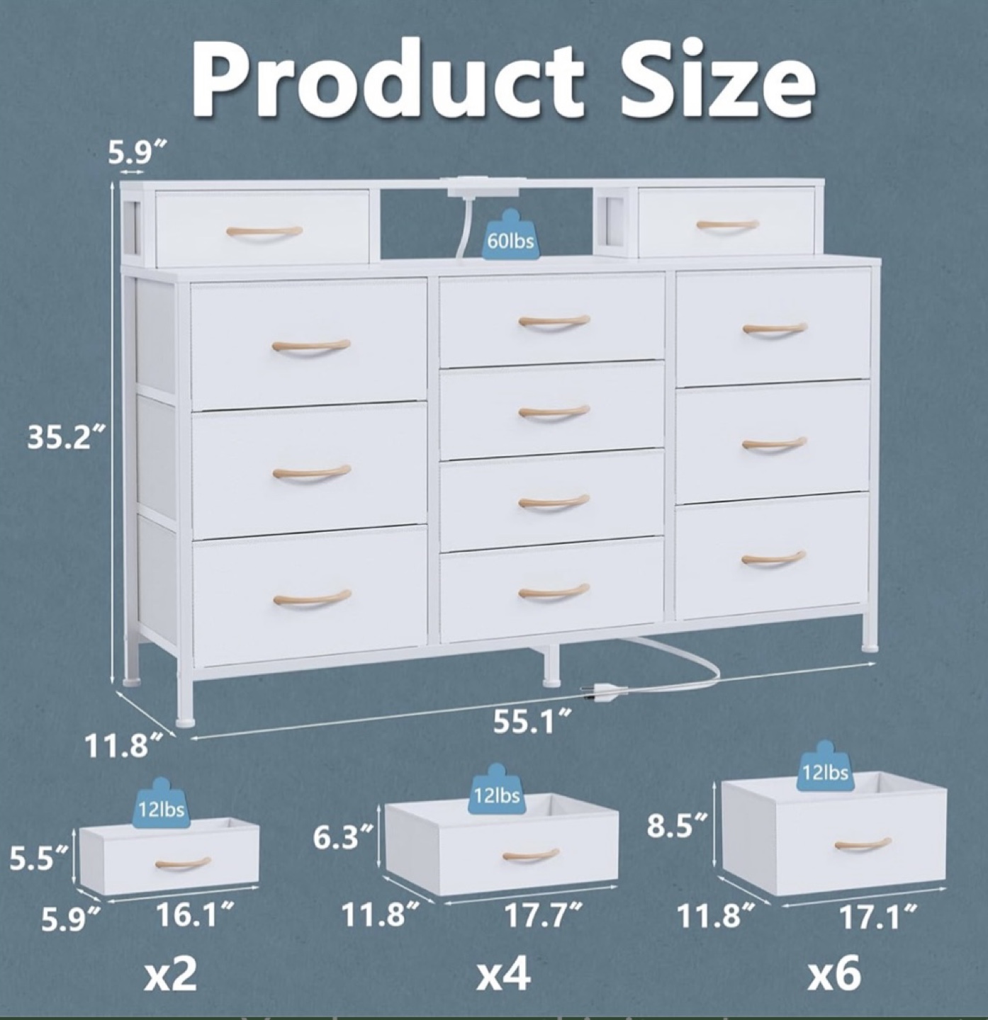 White dresser with built-in charging station - photo 2