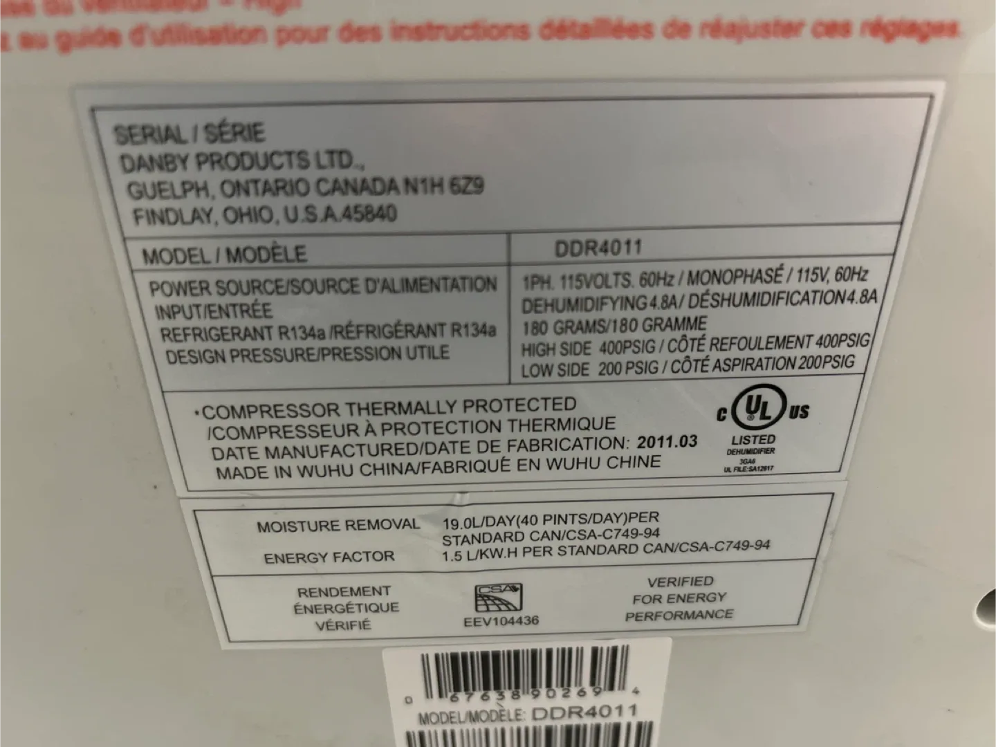 Danby DDR4011 Dehumidifier image indicator(3)