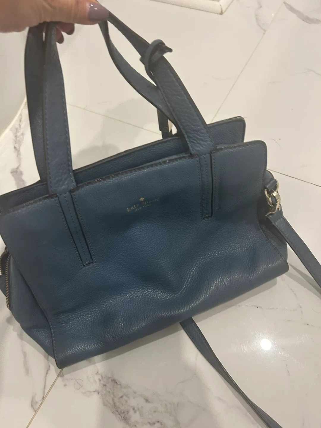 Kate Spade Blue Leather Satchel image indicator(2)